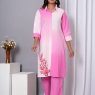 Ombre Pink Kurti With Handpaint