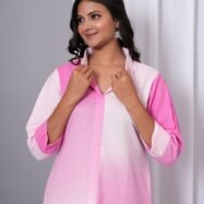 Ombre Pink Kurti With Handpaint