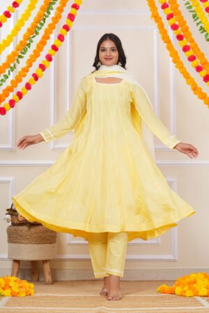 Sunshine yellow Anarkali set