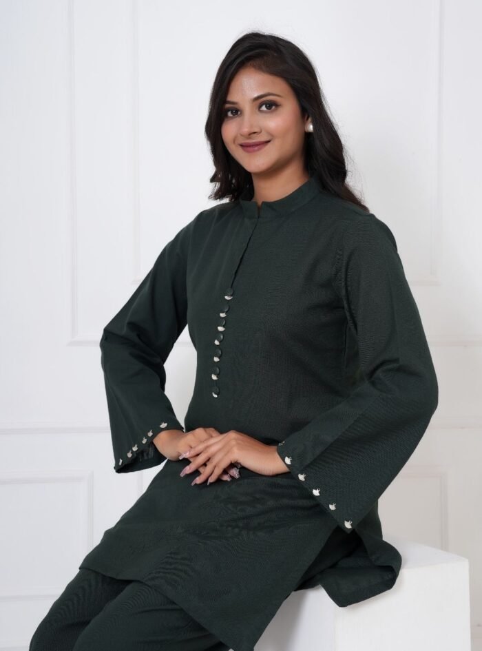 GREEN PLAZO KURTI SET