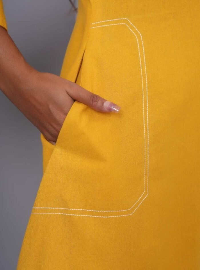 Yellow Colorblock Design Dress