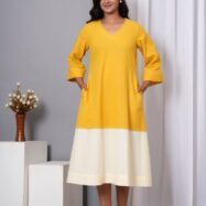 Yellow Colorblock Design Dress