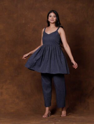Navy blue Peplum Co-ord Set