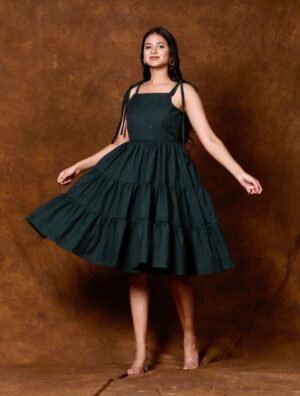 Classic green Tiered Midi Dress
