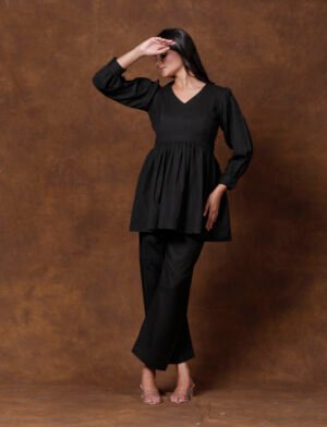 Midnight Bloom Peplum Co-ord Set